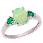 Fire Opal & Emerald Silver RingRing11