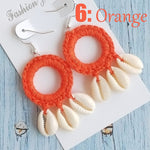 Fashion Boho Beach Puka Shell Crochet EarringsEarringsorange