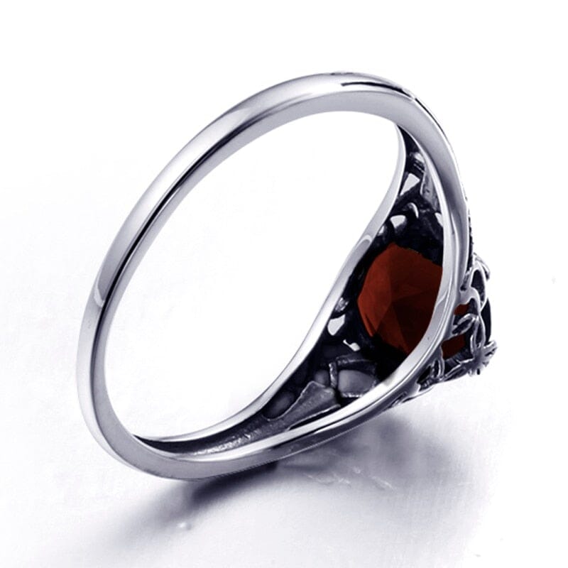 Vintage Brown Amber Stone Ring - 925 Sterling SilverRing