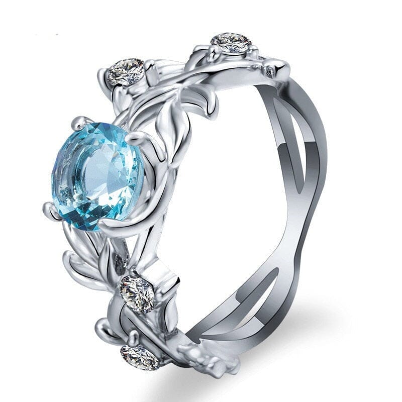 Hollowed Out Flowers Aquamarine Ring - 925 Sterling SilverRing8
