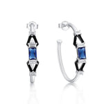 Original Design Sapphire and Black Onyx Earrings - 925 Sterling SilverEarrings