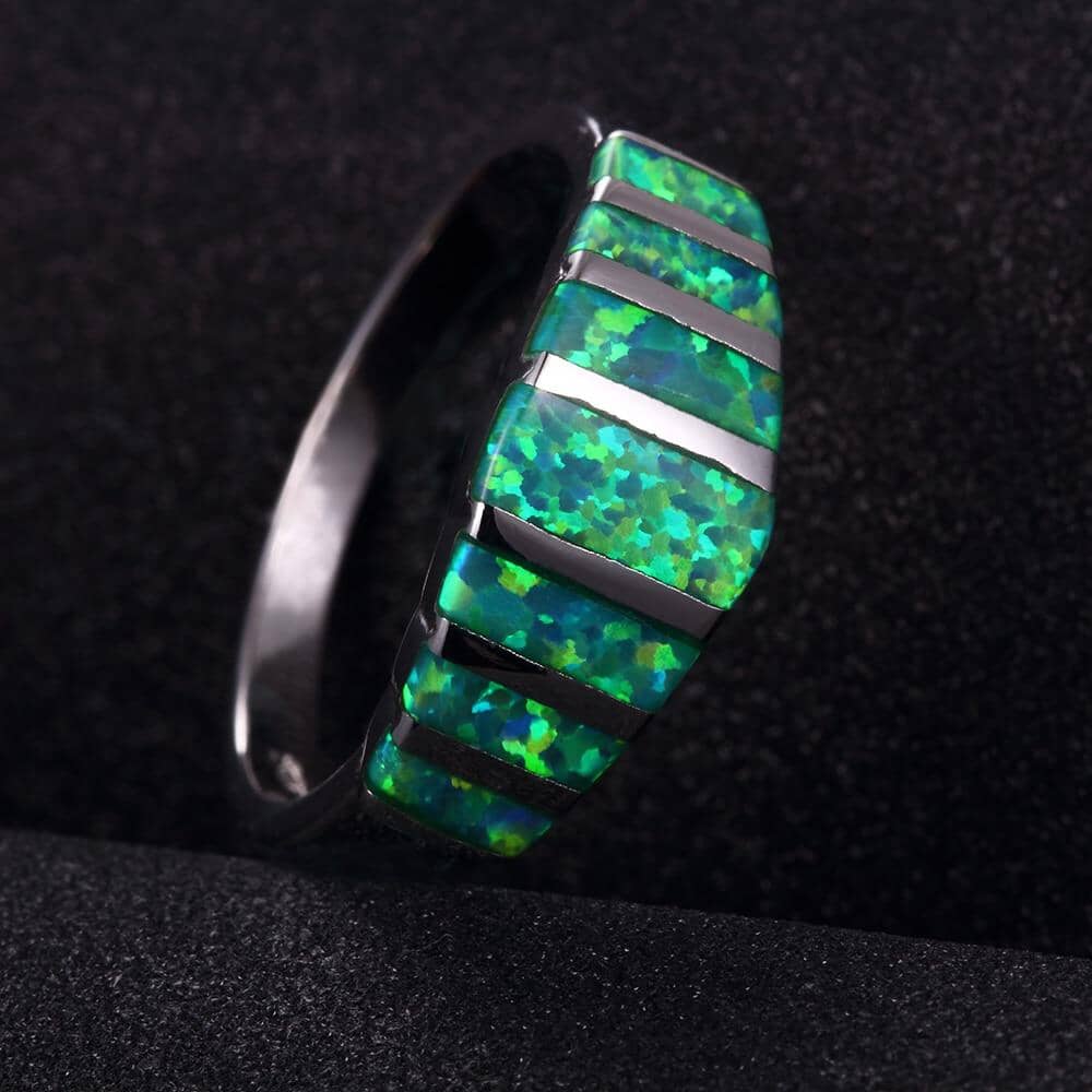 Luxurious Green Fire Opal Silver RingRing6