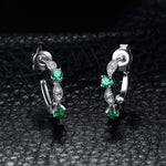 3 Stone Emerald Earrings - 925 Sterling SilverEarrings