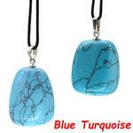 Aventurine and Other Stones Natural Crystal Irregular Tumbled Stone Reiki Rope NecklaceNecklaceBlue Turquoise
