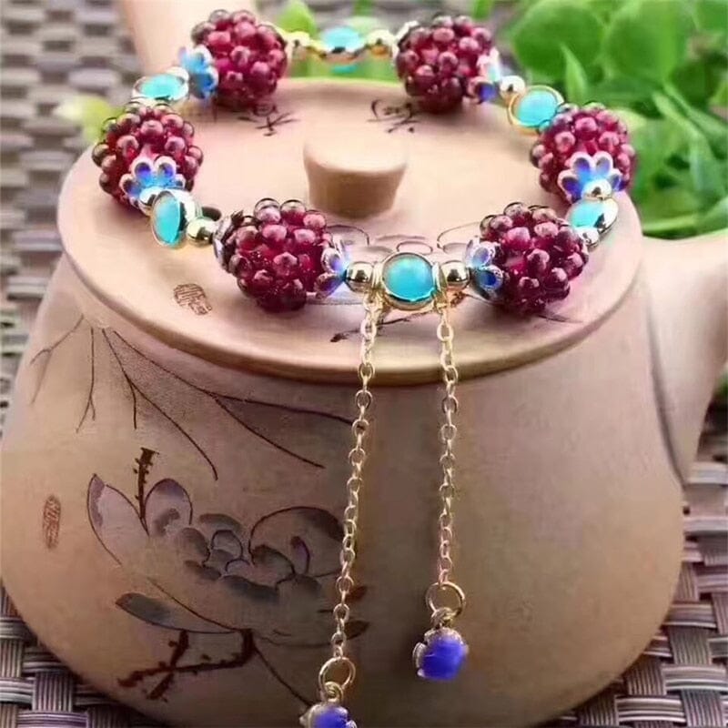 Cute Natural Garnet Stone Pomegranate Bracelet
