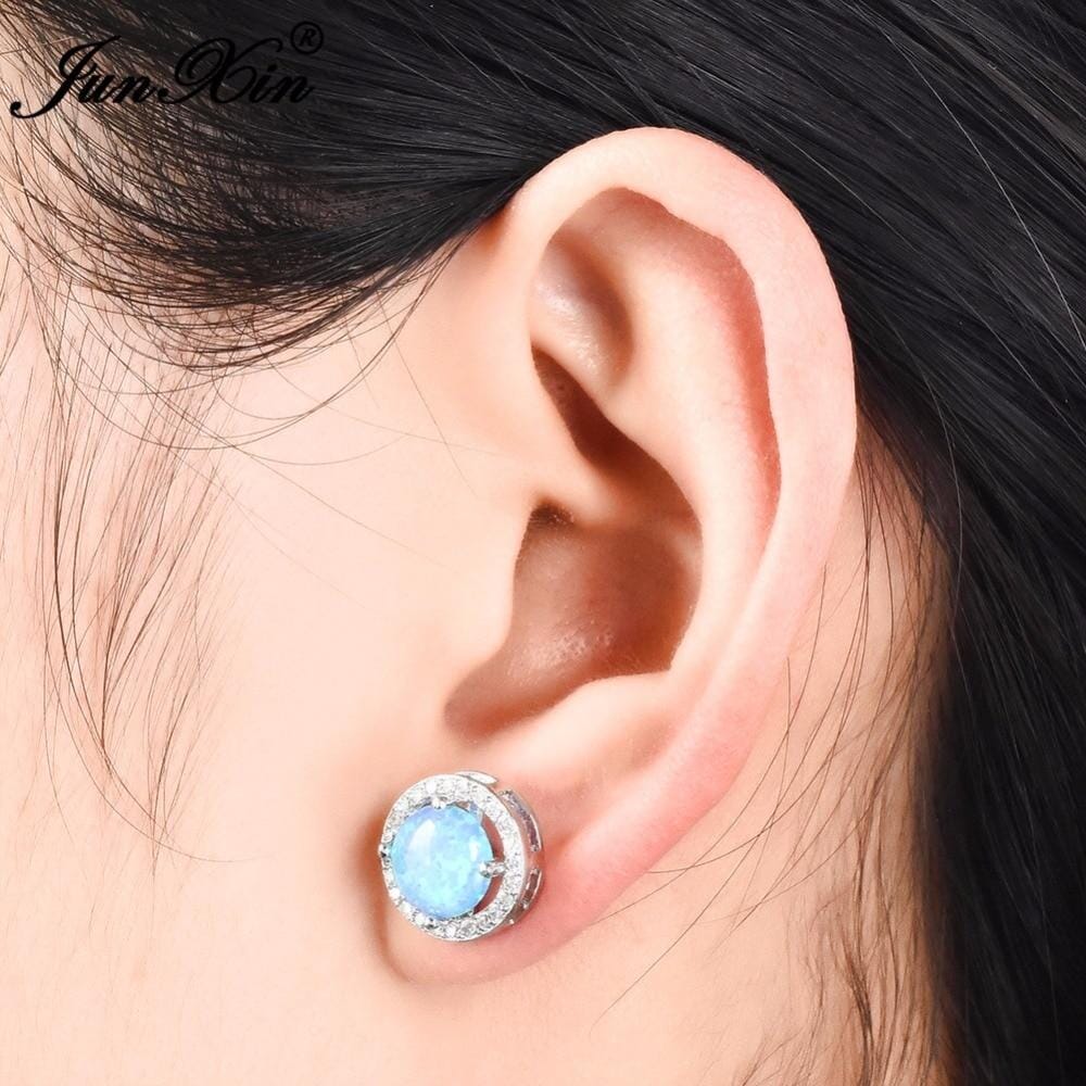 Beautiful Round Fire Opal Jewelry Stud EarringsEarrings