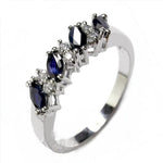 Genuine Marquise-Cut Sapphire Ring - 925 Sterling SilverRing4