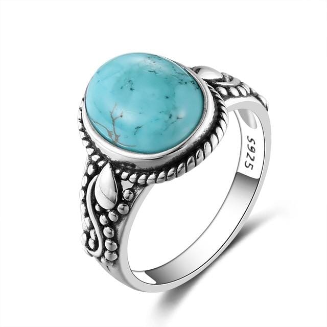 Natural Turquoise Quaint Ring - 925 Sterling Silverring7