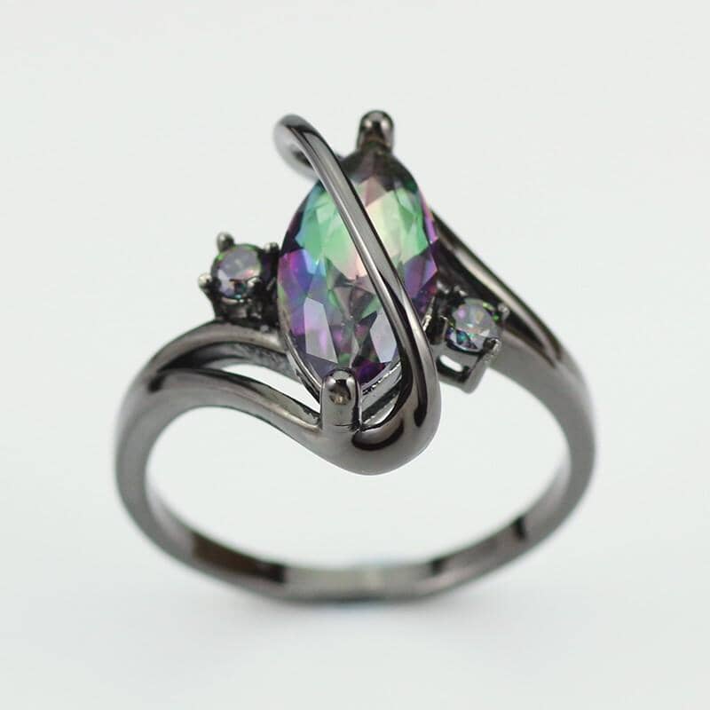 Rainbow Topaz Black Gold Plated RingRing