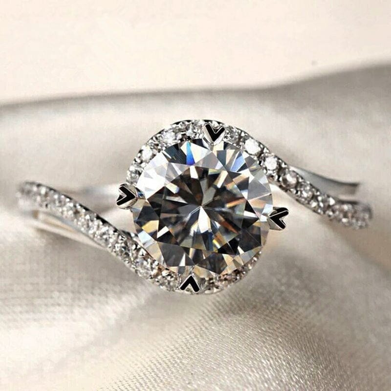Luxury Round Lab Diamond Ring - 925 Sterling SilverRing