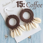 Fashion Boho Beach Puka Shell Crochet EarringsEarringscoffee