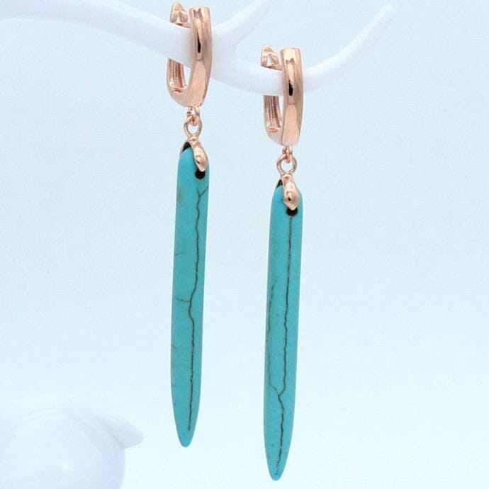 Long Synthetic Turquoise Dangle EarringsEarrings
