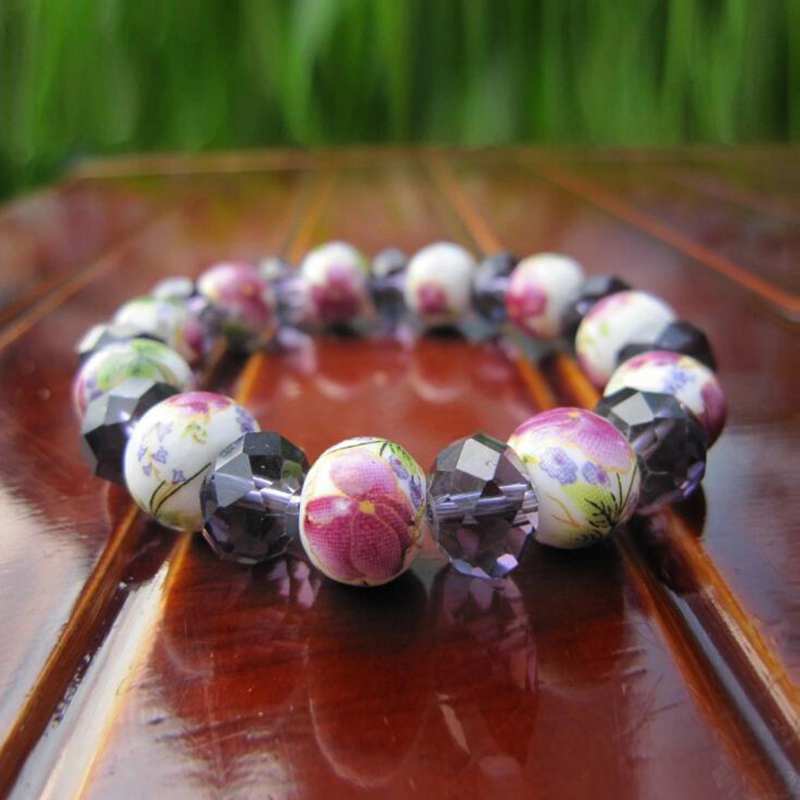 8 Color Crystal Ceramic Beads Strand BraceletBraceletC
