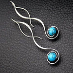 Twisted Turquoise Drop Earrings - 925 Sterling SilverEarrings