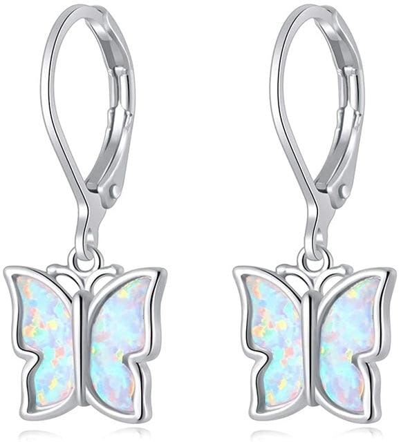 Butterfly Small Hoop Fire Opal EarringsEarringsWhite