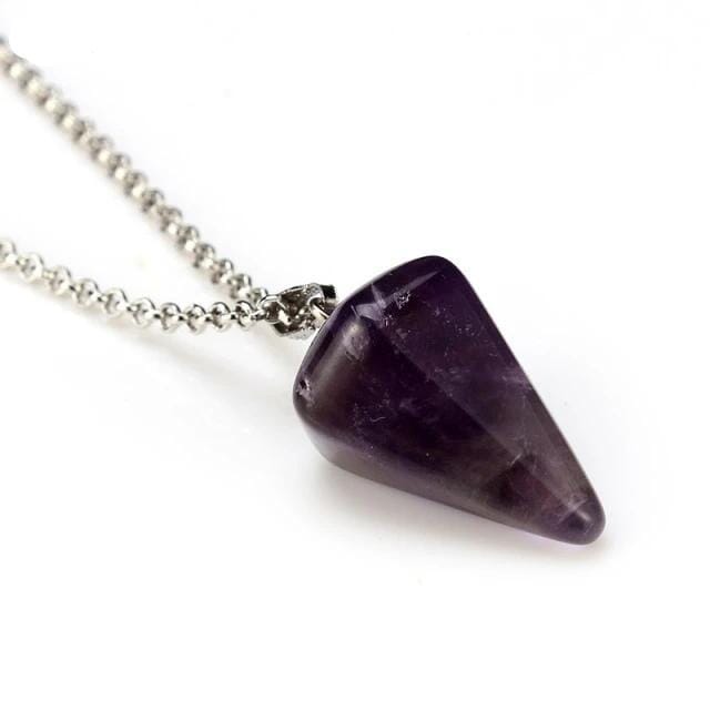 Crystal Quartz Healing Amulet Pendulum NecklacePendulumAmethyst