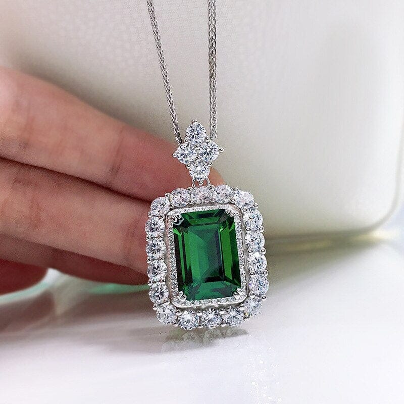New Retro Trend Fashion Emerald Necklace - 925 Sterling SilverNecklace
