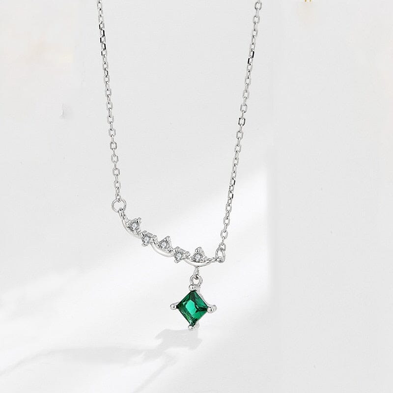 Shiny Star Emerald Pendant Necklace - 925 Sterling SilverNecklacePlatinum45cm