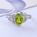 6*8mm Oval Green Gemstone Natural Peridot Ring - 925 Sterling SilverRing4