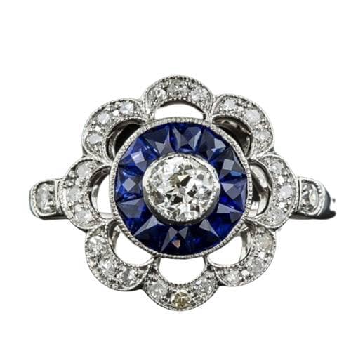 Trendy Flower-shaped Sapphire Sapphire - 925 Sterling SilverRing