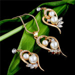 18K Gold Plated Full Crystal Pearl Jewelry SetJewelry Set