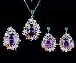 Secret Garden Amethyst Purple Stone Luxury Flowers Design Jewelry SetNecklaceJewelry SetResizable