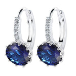 Luxury Flower Charm Assorted Crystals Ear Stud EarringsEarringsSilver - Blue