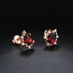 18K Rose Gold Plated Garnet Stud Earrings - 925 Sterling SilverEarrings