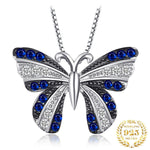 Fine Butterfly Blue Sapphire Pendant - 925 Sterling Silver ( No Chain )Pendant