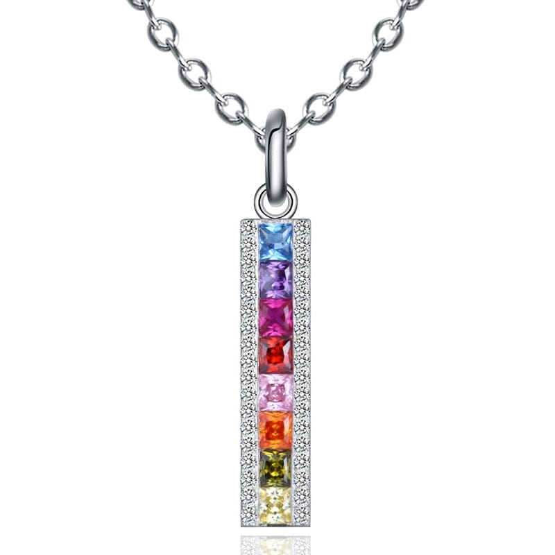 Shiny Multicolor Rainbow Crystals Necklace - 925 Sterling SilverNecklace
