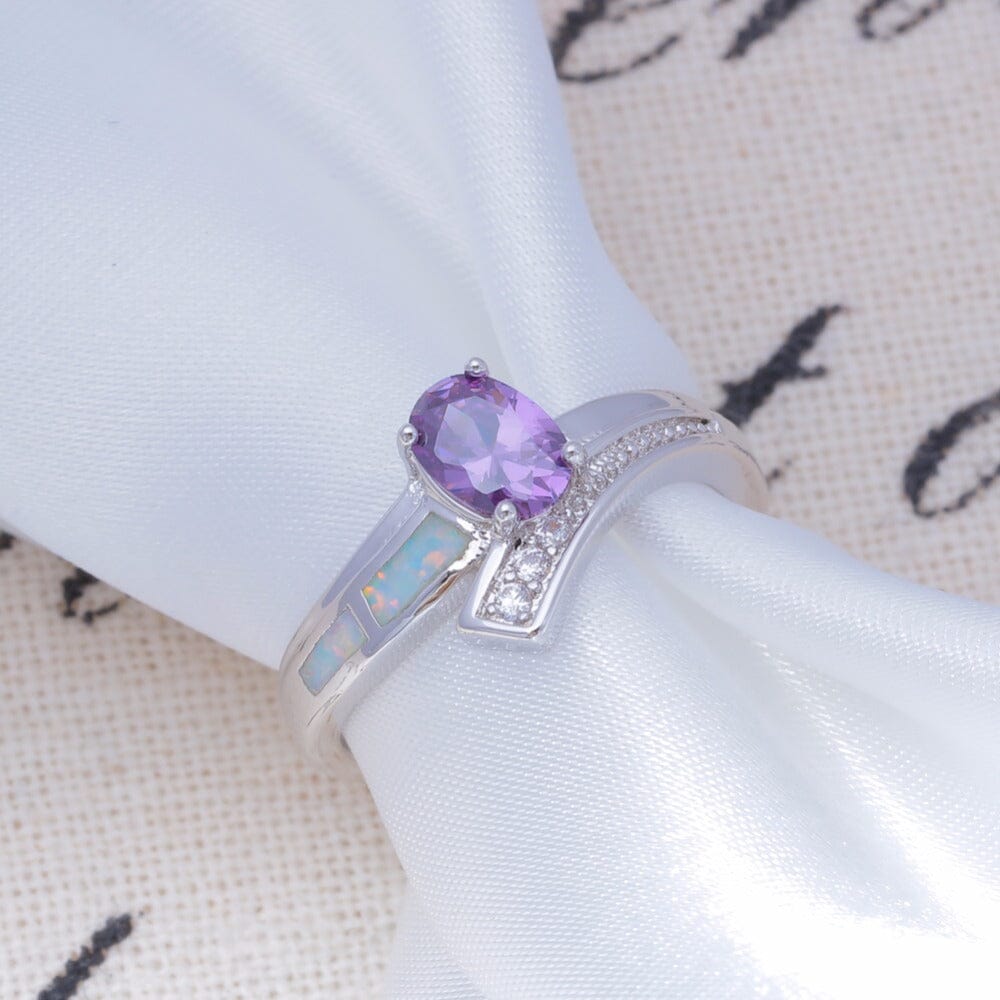 Amethyst and White Fire Opal RingRing