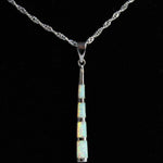 White Fire Opal Stone Design Pendant NecklaceNecklace