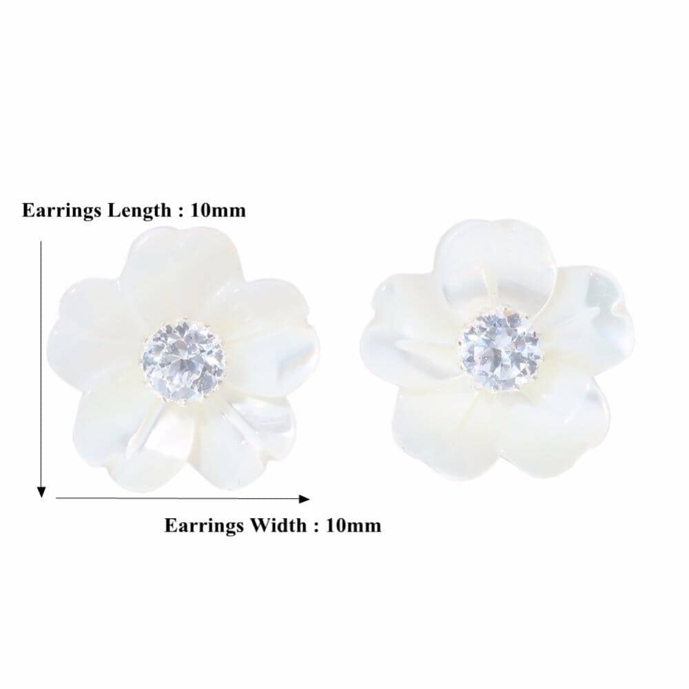 Authentic 925 Sterling Silver Flower Shell EarringsEarrings