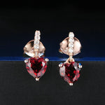 18K Rose Gold Plated Heart Garnet Earrings - 925 Sterling SilverEarrings