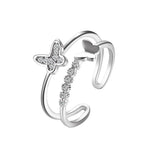 Dancing Butterfly Adjustable Ring - 925 Sterling SilverRingSilver