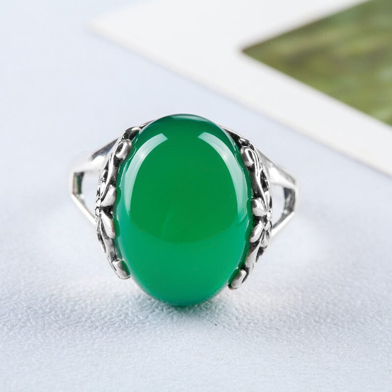 100% Pure Chrysoprase Ring - 925 Sterling SilverRing