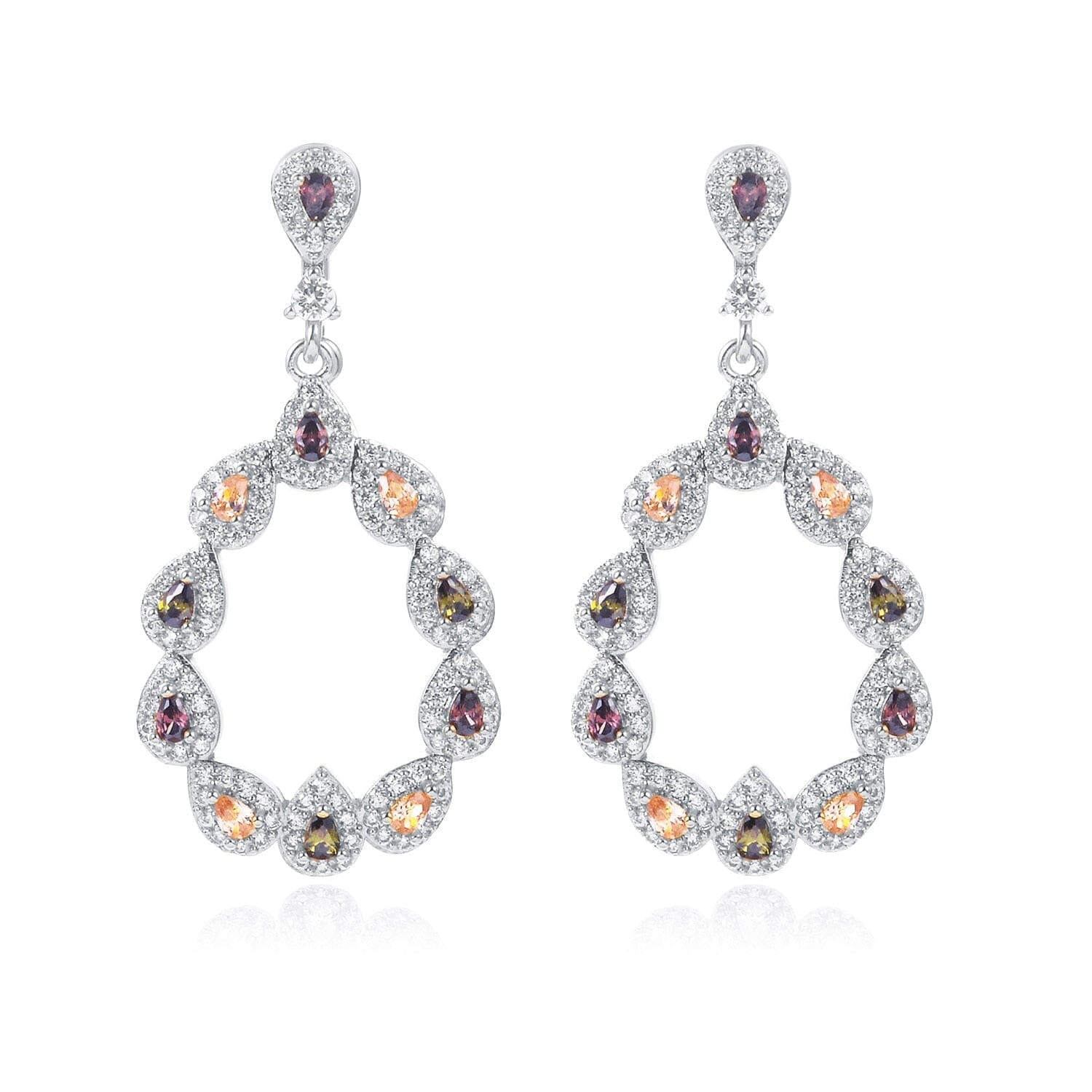 Stunning Fashion Colorful Crystal Drop Flash EarringsEarringsSILVER COLOFUL