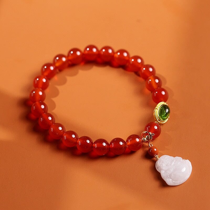Buddha Beads 8mm Natural Red Agate BraceletBracelet