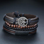4Pcs/Set Braided Wrap Leather Bracelets for MenBraceletSet 14