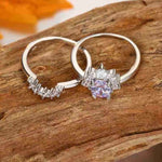 Brilliant Amethyst Double Ring - 925 Sterling SilverRing