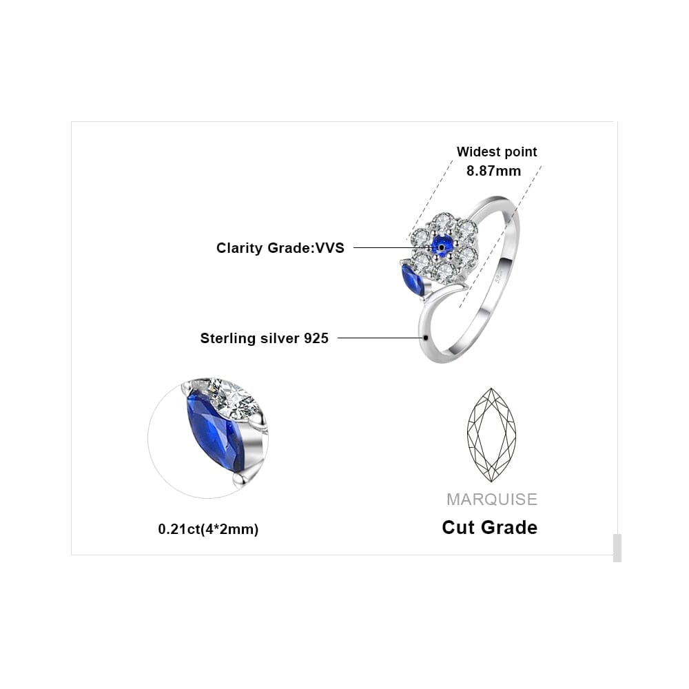 Girl Fashion Flower Created Sapphire Ring - 925 Sterling SilverRing