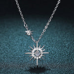 Diamond Star Pendant Necklace - 925 Sterling SilverNecklace