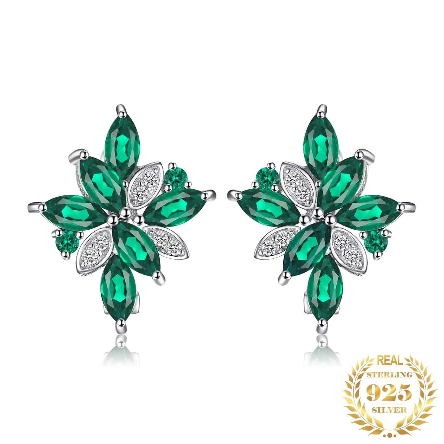 Green Nano Emerald Clip Earrings - 925 Sterling SilverEarrings