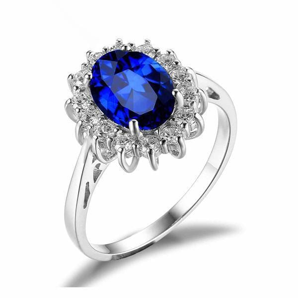 Blue Sapphire Flower Ring - 925 Sterling SilverRing4