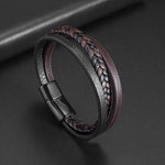 WWJD Fashion Classic Black Woven Leather Inlaid Cross Magnetic BraceletBracelet