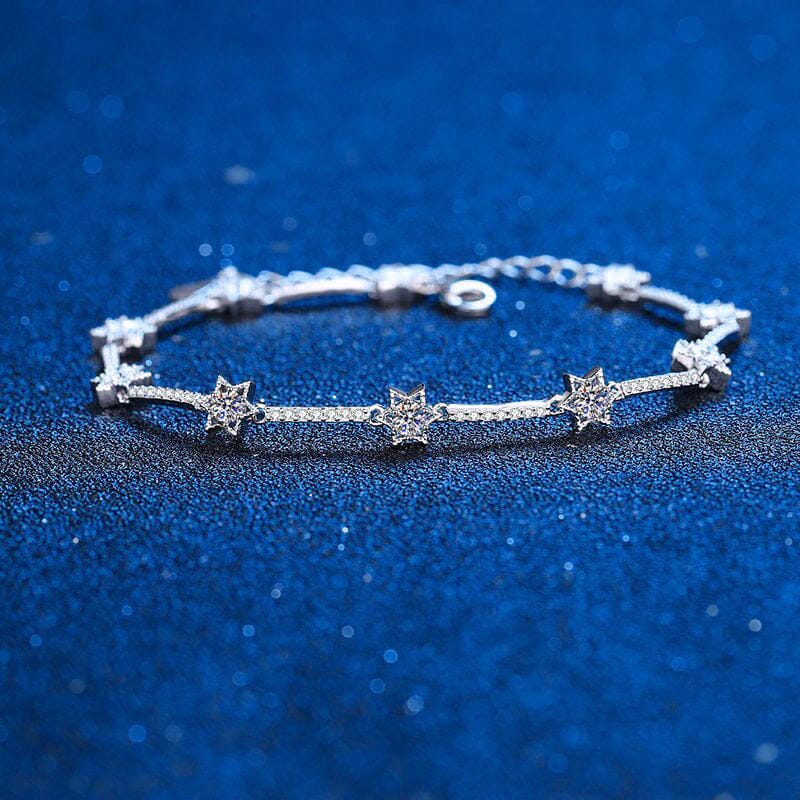 Ten Stars Diamond Charms Bracelet - 925 Sterling SilverNecklace