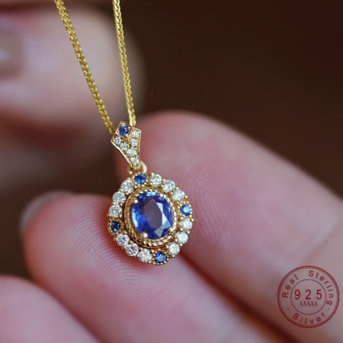 Luxury Petite Topaz Crystal Bottle Pendant Necklace - 925 Sterling SilverNecklace