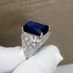 Extremely Elegant Sapphire Adjustable Ring - 925 Sterling SilverRing