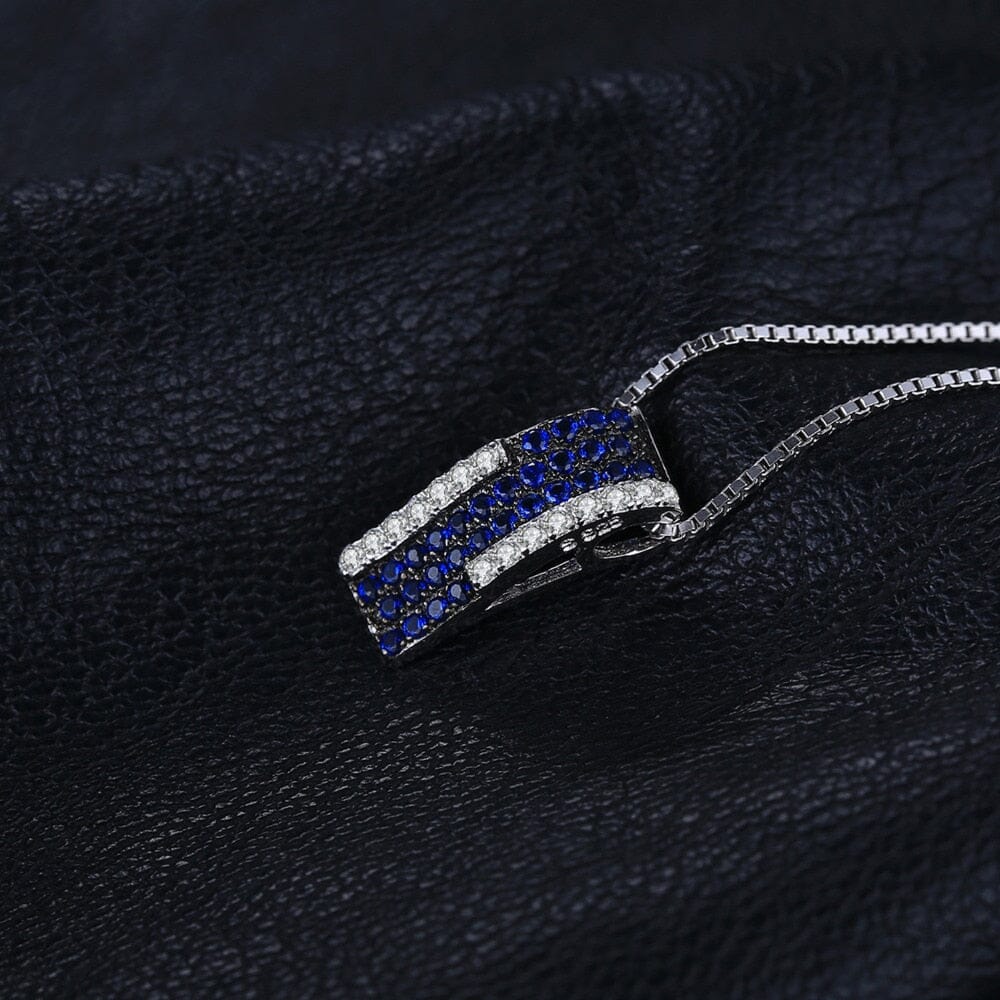 Fashion Created Blue Sapphire Pendant - 925 Sterling Silver ( Without Chain )Pendant