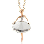 Ballerina Crystal Pendant Long Sweater Chain NecklaceNecklace